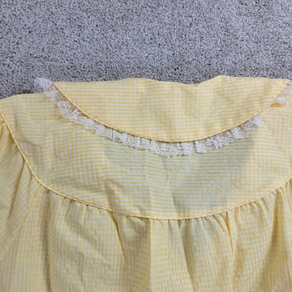 VTG Kingly Womens House Coat‎ 10 Yellow Gingham Grandma Cottagecore Nightgown - Picture 7 of 12